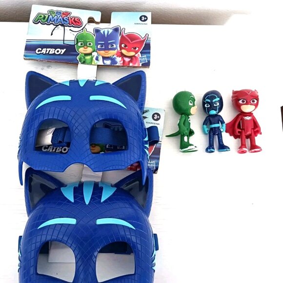 PJ Masks CatBoy Mask Lot Of 2 -New and 3 Action PJ Masks Action Figures - Picture 1 of 9